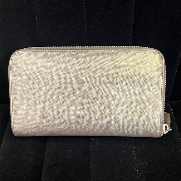 Prada Silver Metallic Zippy Wallet - Picture 2 of 11